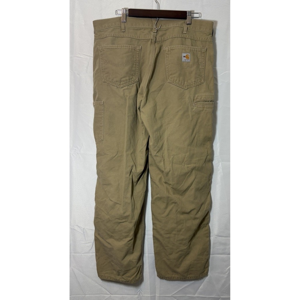 Carhartt FR Pants Mens 38x32 Beige Flame Resistant Canvas Work Carpenter CAT 2 - Picture 8 of 16